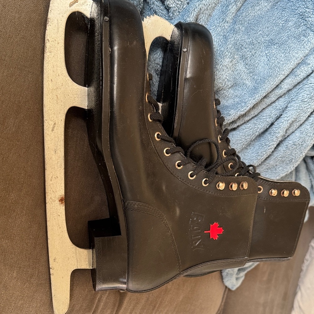 Classic Black Ice Skates with Red Detail